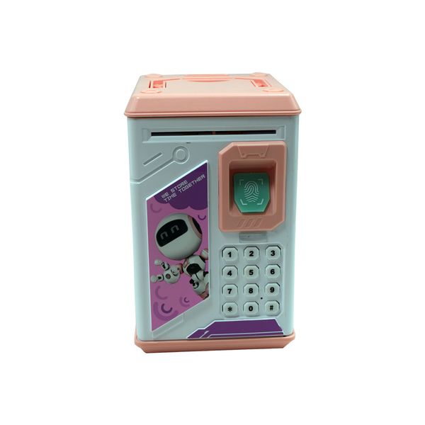 Kids ATM Fingerprint Password Lock Money Box - Pink