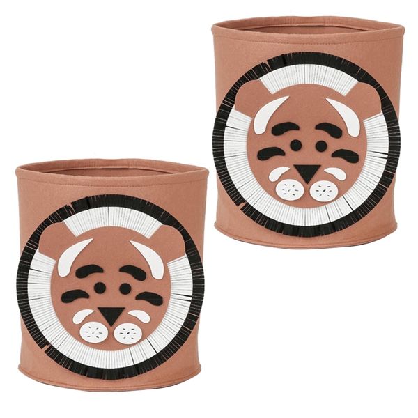 Home Felt Material Foldable Lion Laundry Bin - Set Of 2 - 36cm