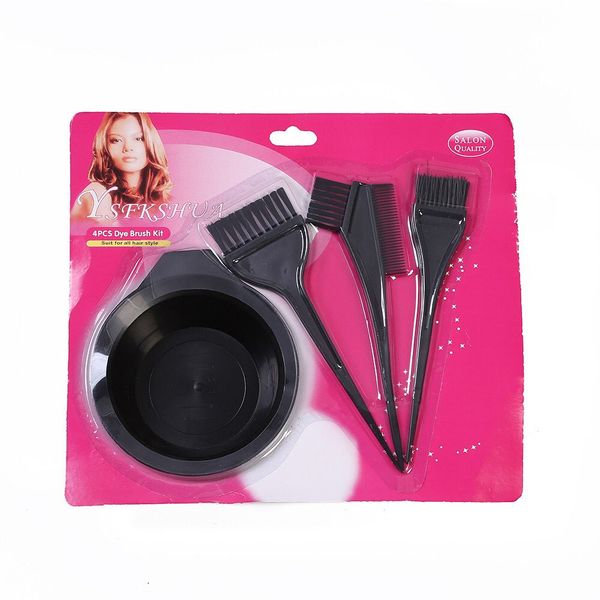Plastic Hair Dyeing Bowl Professional Salon Home Dye Brush Tool Set 4PCS