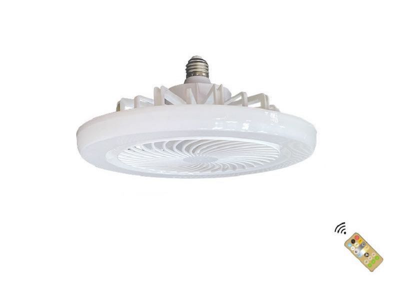 Smart Remote Controlled E27 Energy-saving LED Fan With Light - White