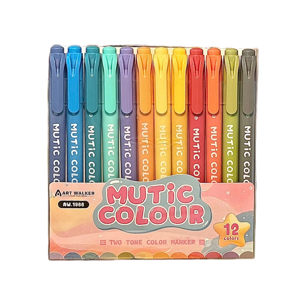 12 Colors Dual-Ended Highlighters Set