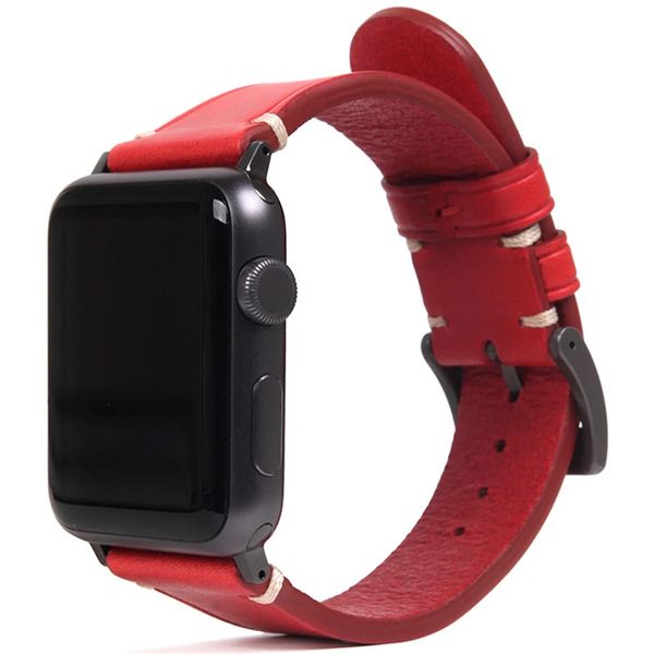 SLG D7 Italian Buttero Leather Strap For Apple Watch 38/40mm - Red