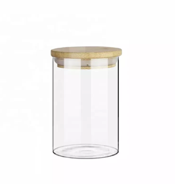 Glass Jar With Bamboo Lid (Set Of 3)