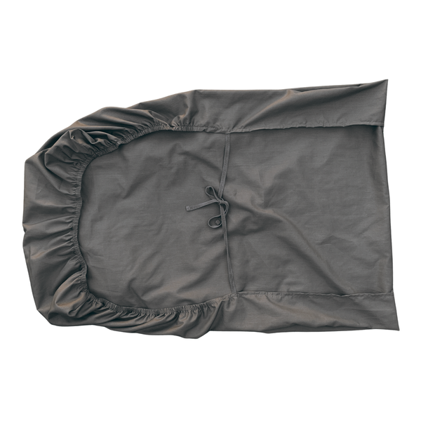 Charcoal Grey Polycotton Examination Bed Fitted Sheet with Attached Ties