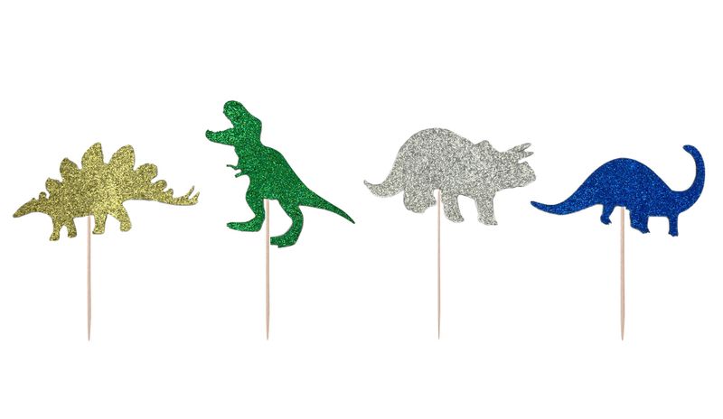 Glitter Dinosaur Cupcake Toppers - 12 Toppers