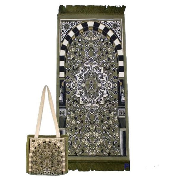 Green Rawdah Kids Prayer Mat with Bag