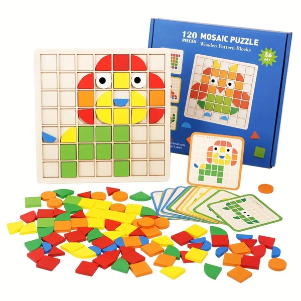 120 Pieces Wooden Mosaic Puzzle Set