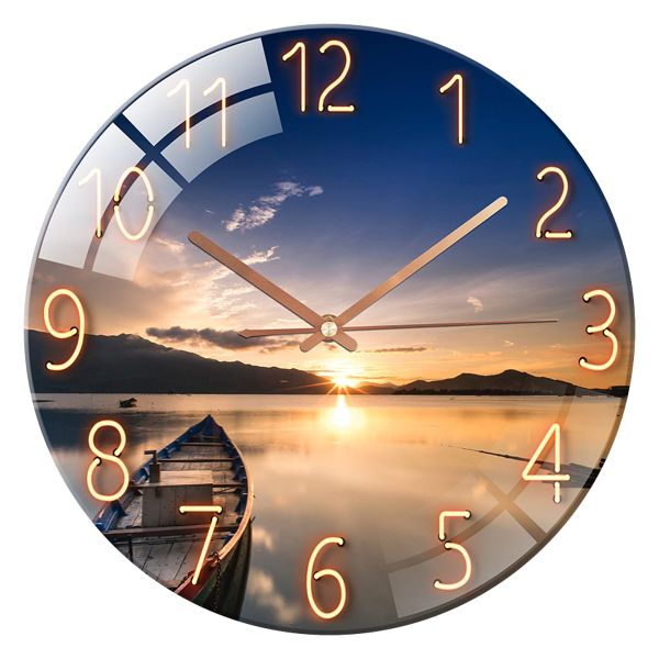 Glass Wall Clock 30cm Silent Non Ticking Decorative Round Wall Clocks
