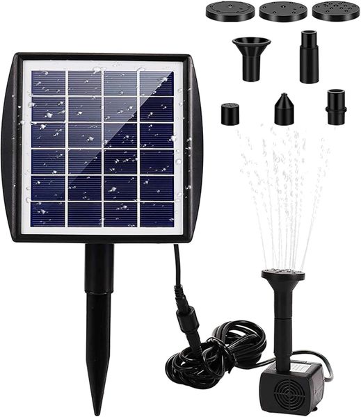 Solar Fountain Pump Kit 2W Birdbath Fountain with Panel Pillar Nozzle