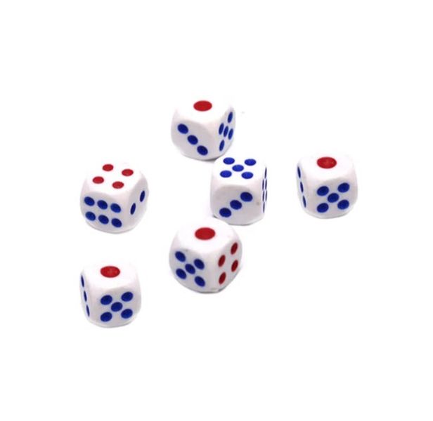 6 Pieces 14mm White Dice White Base