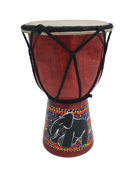 Ornament Mini Djembe Hand/Finger Drum- Painted Elephant - 15cm x 10xm