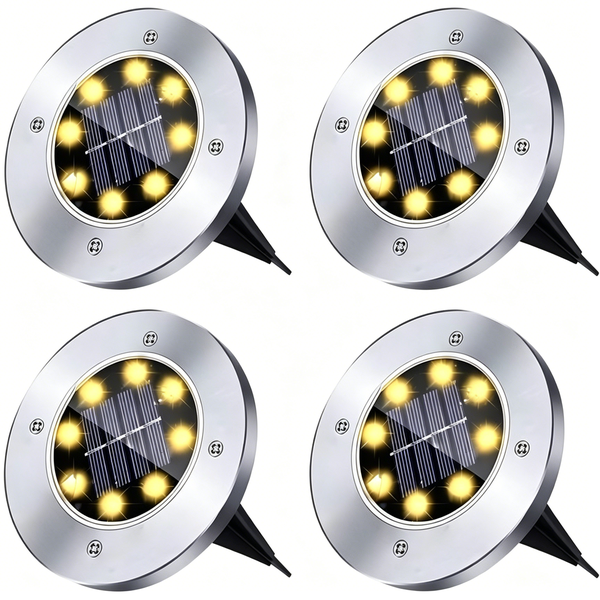 Solar In-Ground Spotlights - 4 Pack - Outdoor Lighting