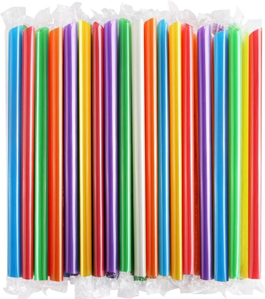 100 Pack Disposable Jumbo Smoothie Straws