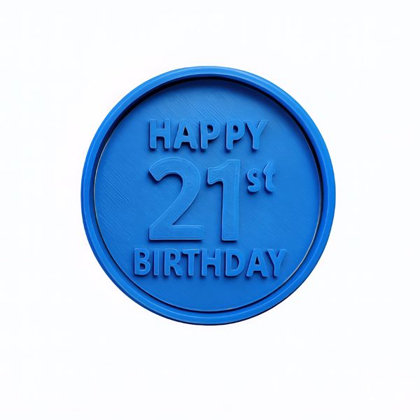 Happy 21st Birthday Fondant Stamp - 6 cm - Cupcake Embosser