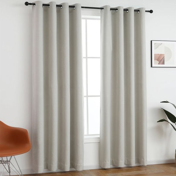 Readymade Blackout Bedroom Eyelet Curtain-Off-White - W 400 cm x H 240 cm.
