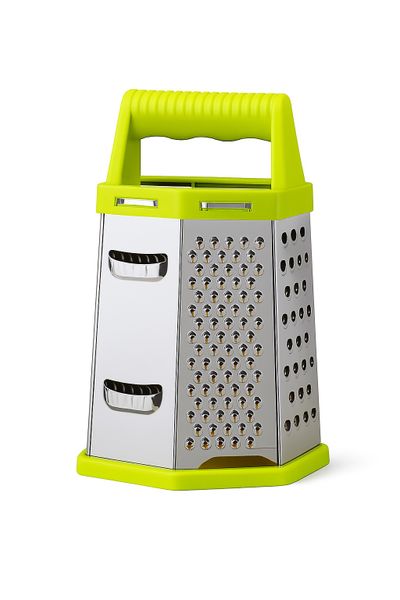 6 Sided Multi Functional Grater With Comfort Grip Handle - Green