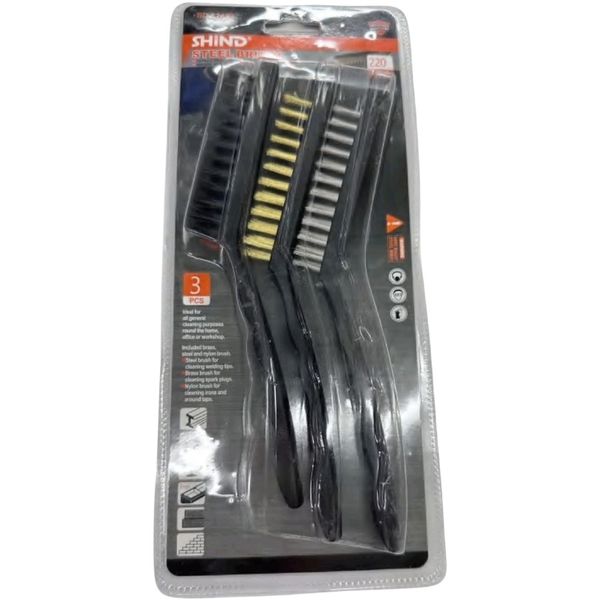 Shind 3-Piece 220mm Steel Brush Pack - Versatile Brushes