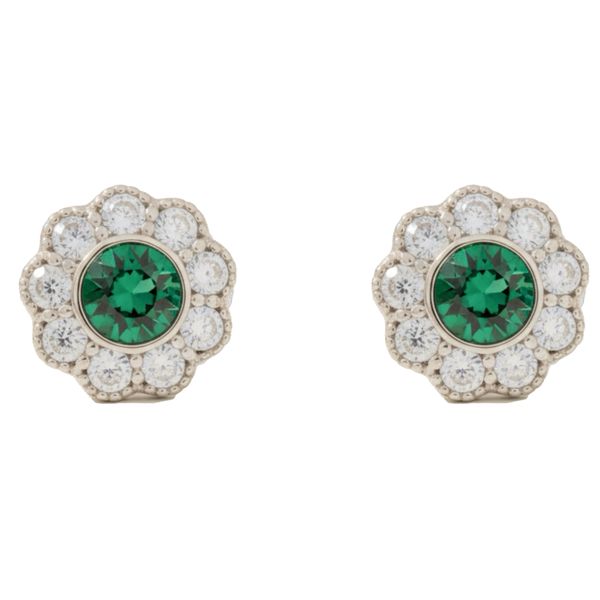 Civetta Spark Daisy Flower Studs - Emerald Crystal- Gold