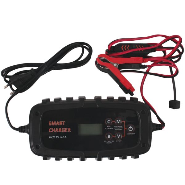 Smart Battery Trickle Charger for 6/12 Volt Batteries - 6.5 Amp