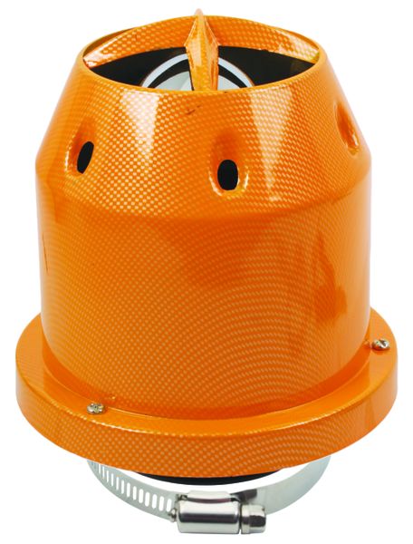 Air Filter with Plastic Cover - 76mm Inlet - Chrome and Yellow