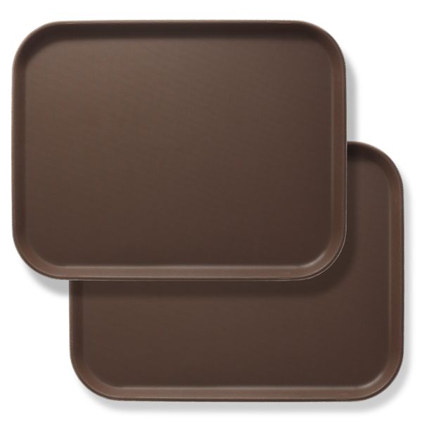 2PC Rectangle Non-Slip Rubber Coated Serving Tray 41 x 30 cm