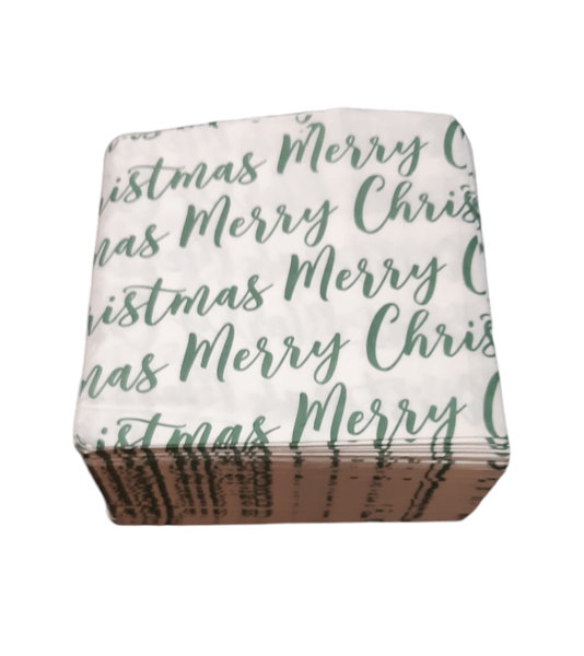 Paper 2 Ply Serviettes 100 Pack - Merry Christmas Red