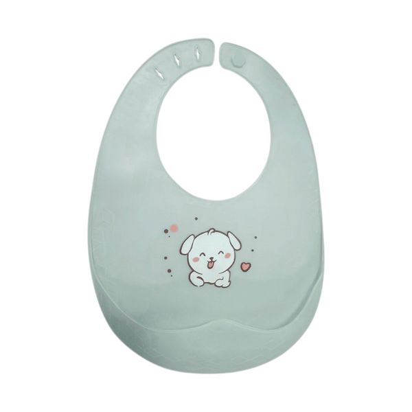 3 Pack - Cartoon Puppy Print Silicone Baby Feeding Bib - Blue