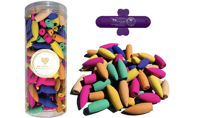 Cylinder of +- 168 Piece Back Flow Burner Incense Cones Mixed