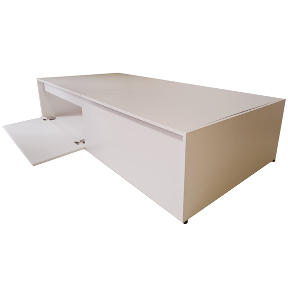 Modena Single Bed Base with Storage - White