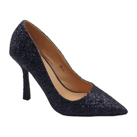 LaMara Paris Melia Glitter Pointy Court Shoe on a Mid Heel - Black ...