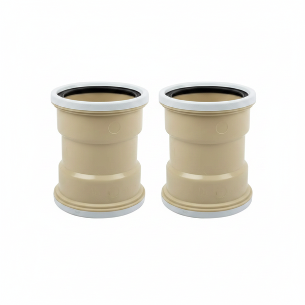 Double PVC Waste Socket 110mm for Plumbing Systems - SABS Approved - 2 Pack