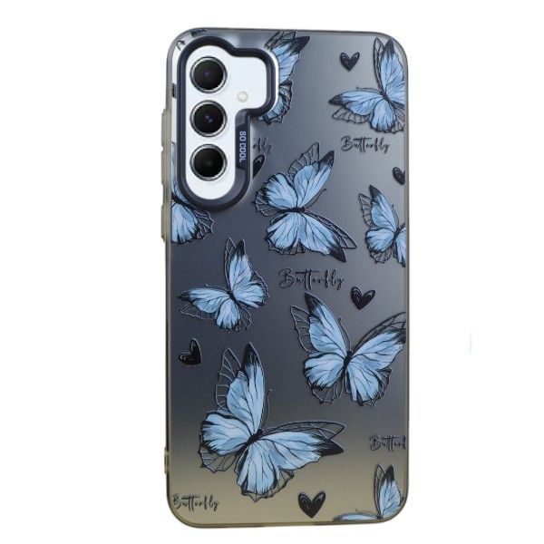 Ethereal Blue Butterfly Phone Case Compatible with iPhone 14 Pro Max - Silver