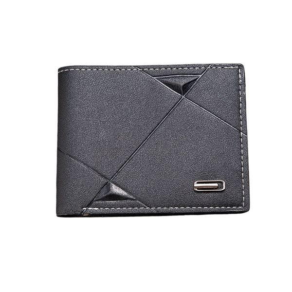 Men's Fashion Casual Lychee Pattern Sewing PU Waterproof Ultra-Thin Wallet