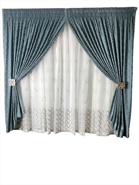 AF IMPEX Blue Designs Gold Curtain Taped - 500w x 240L