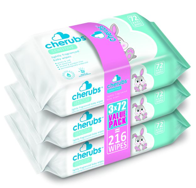 Cherubs - Sensitive Lightly Fragranced Baby Wipes Triple Pack - 3 x 72