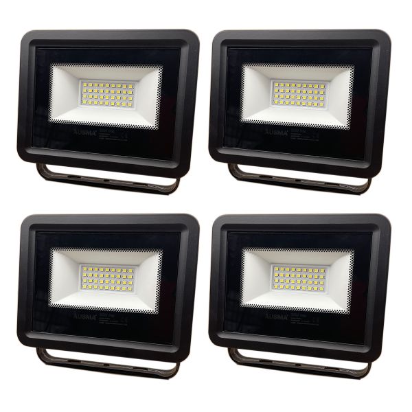 AUSMA 4 Pack 30W LED Floodlight IP66 Waterproof Flood Light for Outdoor