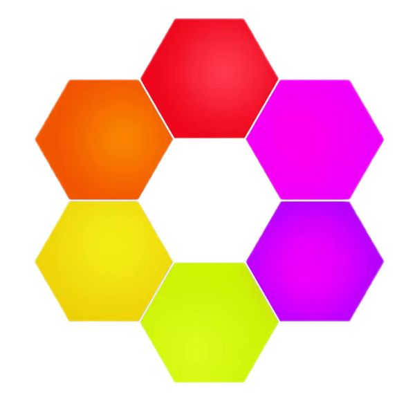 RGB Hexagon Lights Controlled by Mobile App &amp; Remote - 6 PCS