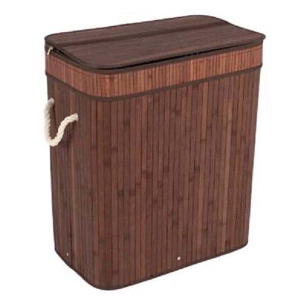 Aqua Laundry Bin Bamboo Double Rect Brown