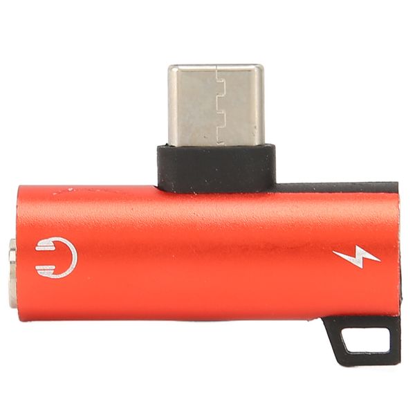 TypeC to 3.5mm 2-in-1 Headphone Adapter with PD Fast Charge Red