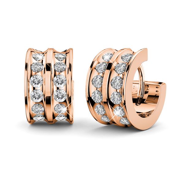 Dhia Rose Gold Huggie Earrings Embellished with Swarovski Crystals
