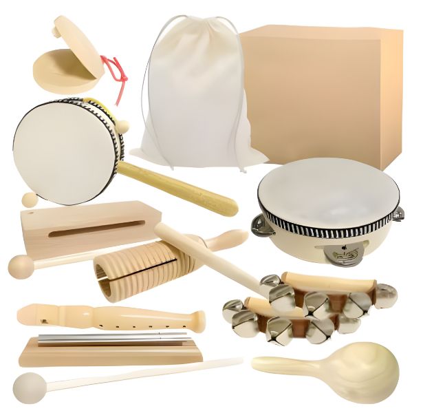 Musical Instruments for Kids 10 Pcs Wooden Set for Babies, Toddlers &amp; kids