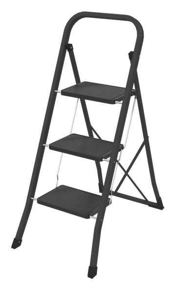 3 Step Household Ladder - Black