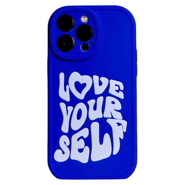 Dark Blue - Phone Case with Love Yourself - Iphone 14 Pro Max