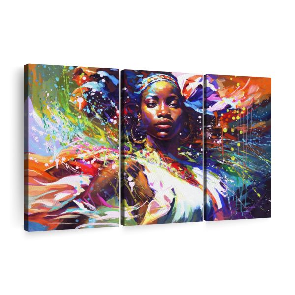 Canvas Wall Art Decor - 3-Piece African Woman Canvas Print