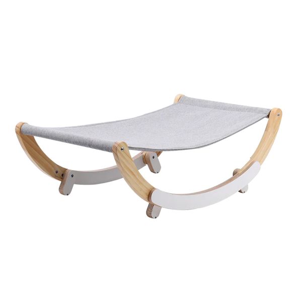 Wooden Pet Cat Rocking Bed for Kittens-59x37x20cm-Grey