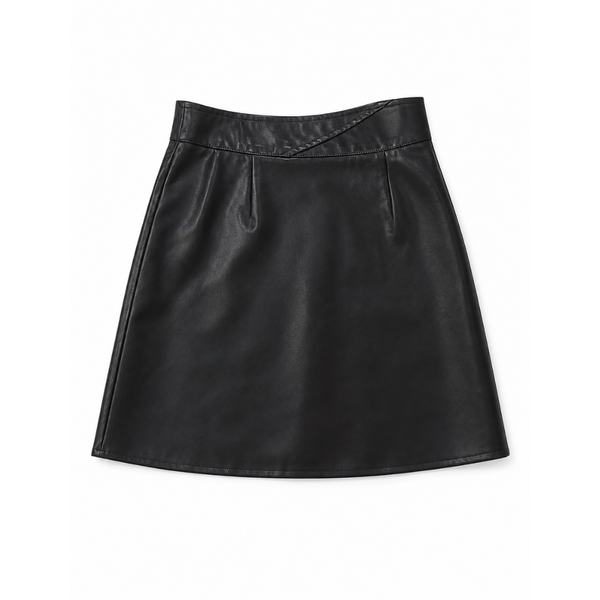 Women's Faux Leather A-Line Skirt - Black