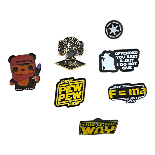 Gift Emporium Galactic Quotes &amp; Rebel Icons Enamel Pin Set - Pack of 7