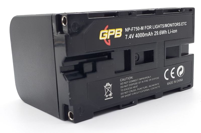 GPB NP-F750 Type Battery For Use on Camera Lights and Monitors with USB