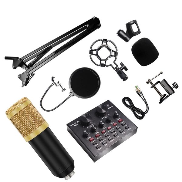 Professional Studio Recording Microphone Kit With V8 Sound Card-MIC8