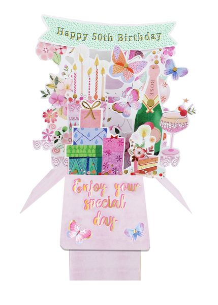 Clever Cubes 3D Pop-up card - 50th Fem Birthday